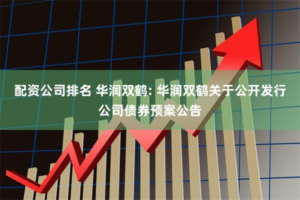 配资公司排名 华润双鹤: 华润双鹤关于公开发行公司债券预案公告